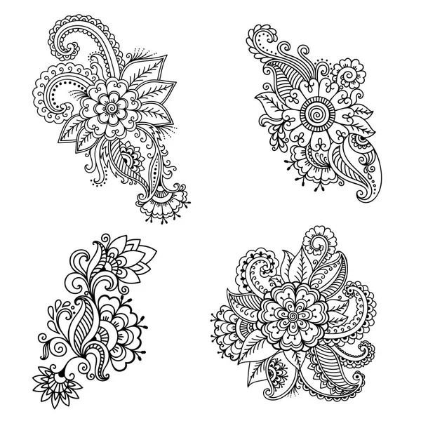 Henna Tatuaż Kwiat Szablon Stylu Indyjskim Etniczne Floral Paisley Lotus — Wektor stockowy