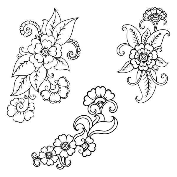 Hint Tarzı Kına Dövme Çiçek Şablonu Etnik Çiçek Paisley Lotus — Stok Vektör