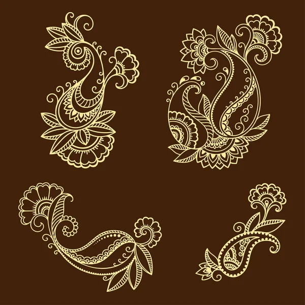 Шаблон Цветка Татуировки Henna Индийском Стиле Этнический Цветочный Пирог Лотос — стоковый вектор