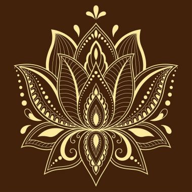 Hint tarzı kına dövme çiçek şablonu. Etnik çiçek paisley - Lotus. Mehndi tarzı. Oryantal tarzda dekoratif desen.
