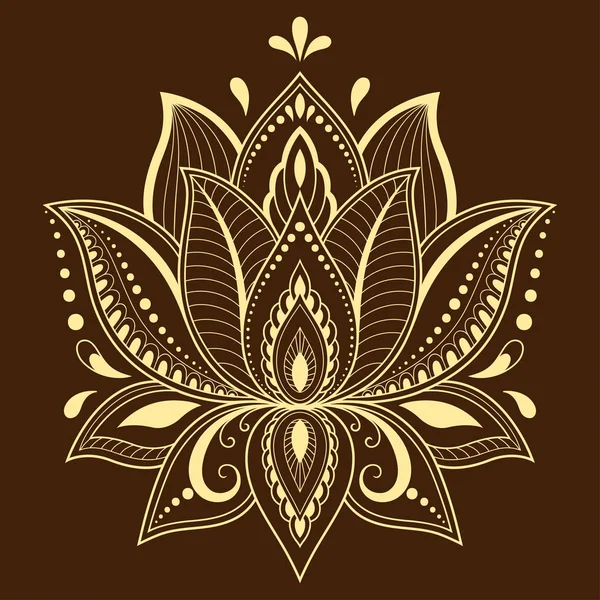 Plantilla Flores Tatuaje Henna Estilo Indio Paisaje Floral Étnico Loto — Archivo Imágenes Vectoriales