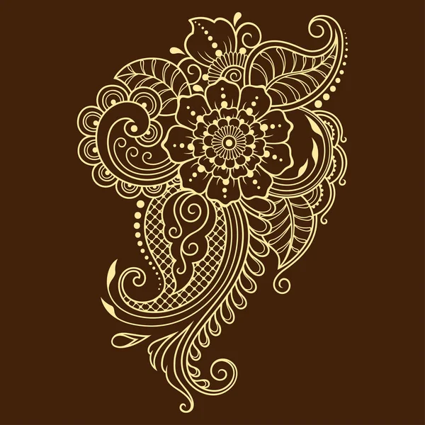 インド風のヘナタトゥー花テンプレート エスニック花柄ペイズリー ロータス 一時的な刺青スタイル オリエンタル スタイルで装飾的なパターン — ストックベクタ