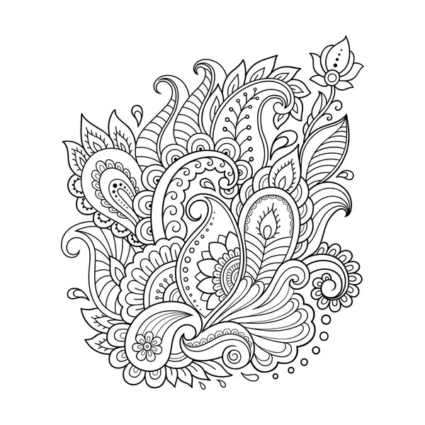 Plantilla Flores Tatuaje Henna Estilo Indio Paisaje Floral Étnico Loto — Vector de stock