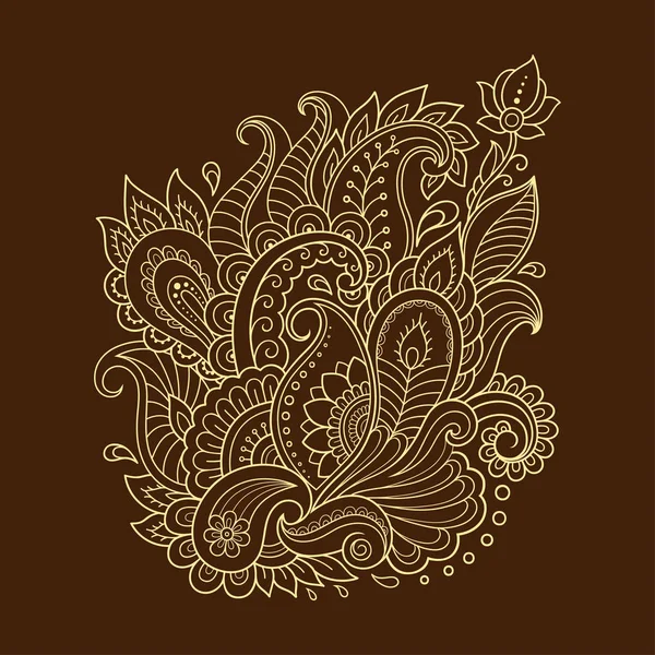 Henna Tattoo Flower Template Indian Style Ethnic Floral Paisley Lotus — Stock Vector