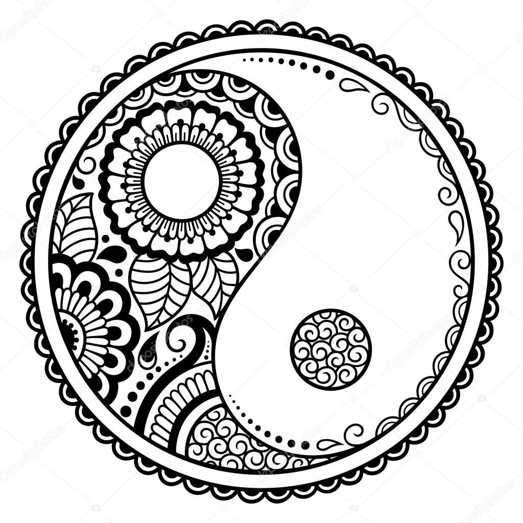 Kreismuster Dekorative Yin Yang Symbol Mehndi Stil Dekorative Muster