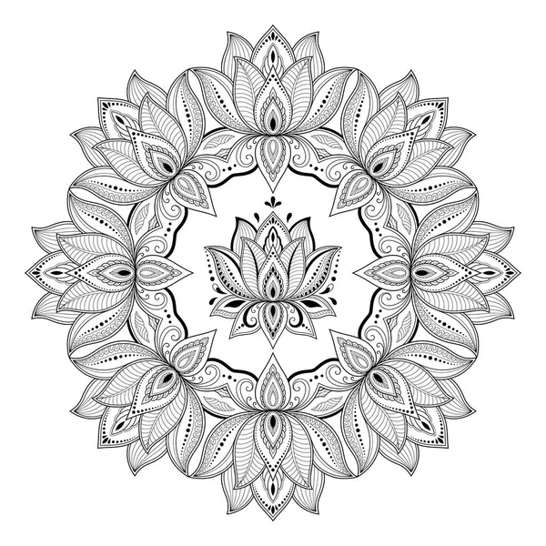 Modèle Circulaire Forme Mandala Henna Tatoo Mandala Style Mehndi Motif — Image vectorielle