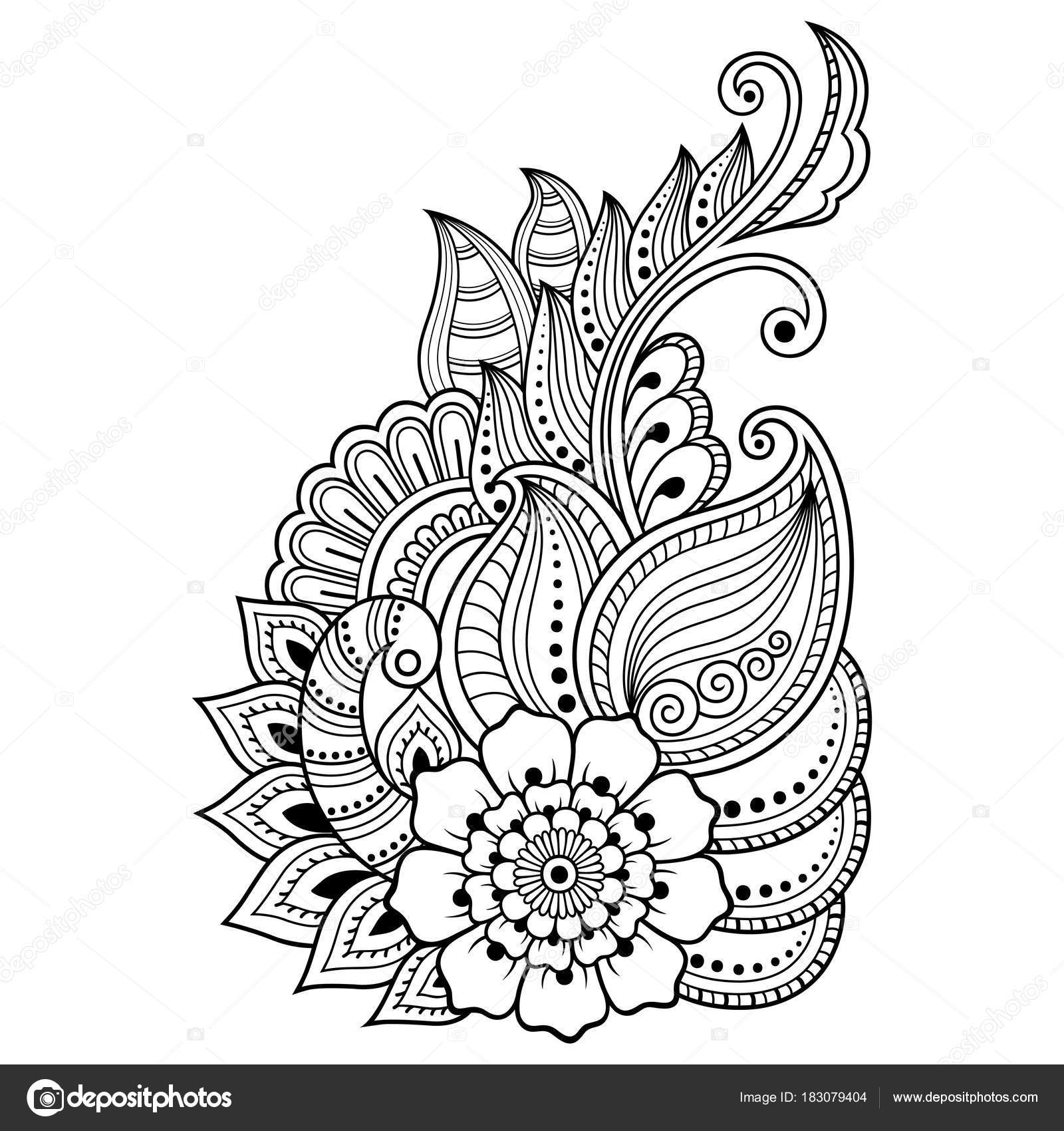 Henna Tattoo Blume Vorlage Indischen Stil Ethnische Blumen Paisley