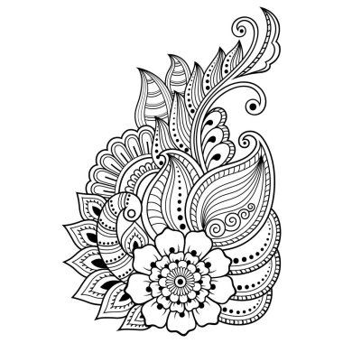 Hint tarzı kına dövme çiçek şablonu. Etnik çiçek paisley - Lotus. Mehndi tarzı. Oryantal tarzda dekoratif desen.