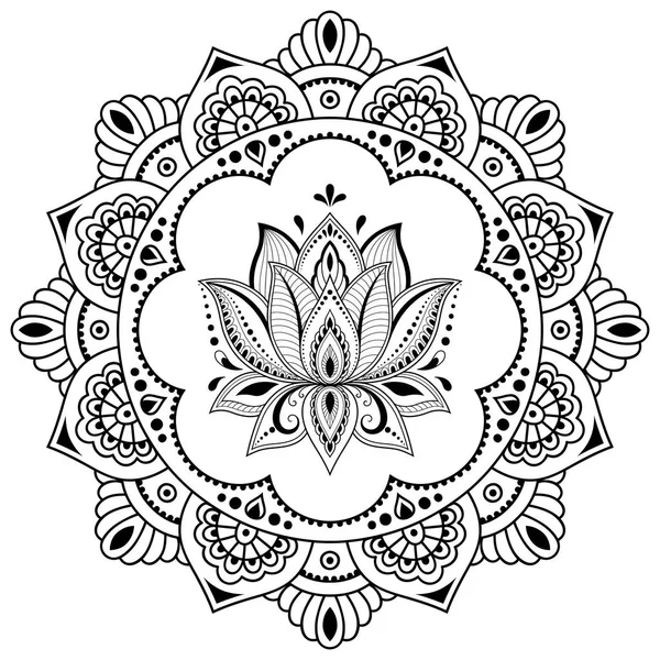 Kreisförmiges Muster Form Eines Mandalas Henna Tätowiermandala Mehndi Stil Dekorative — Stockvektor