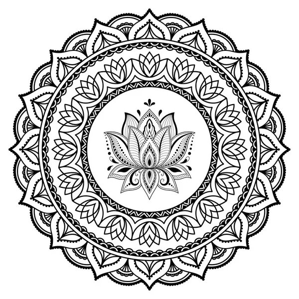 Циркулярный Рисунок Форме Мандала Тату Хны Стиль Мехнди Декоративный Узор — стоковый вектор