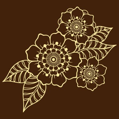 Hint tarzı kına dövme çiçek şablonu. Etnik çiçek paisley - Lotus. Mehndi tarzı. Oryantal tarzda dekoratif desen.