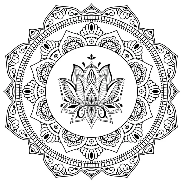 Padrão Circular Forma Uma Mandala Henna Tatoo Mandala Estilo Mehndi —  Vetores de Stock