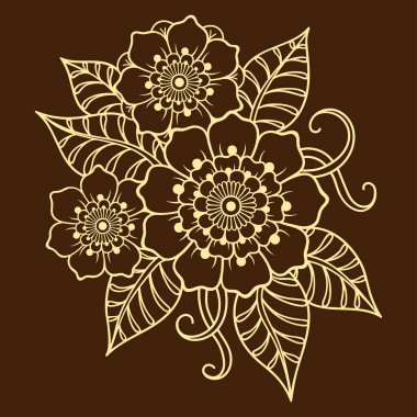 Hint tarzı kına dövme çiçek şablonu. Etnik çiçek paisley - Lotus. Mehndi tarzı. Oryantal tarzda dekoratif desen.