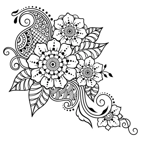 Τατουάζ Χέννα Λουλούδι Πρότυπο Ινδικό Στιλ Εθνοτική Floral Paisley Lotus — Διανυσματικό Αρχείο