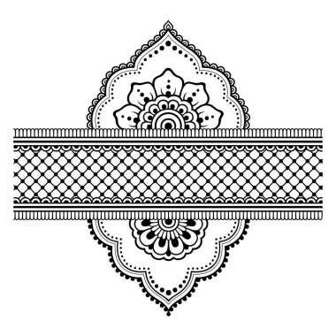 Kına dövme çiçek şablon ve sınır. Mehndi tarzı. Oryantal tarzı süs desenleri.