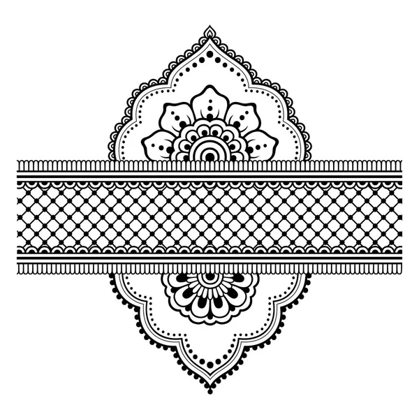 Henna Tattoo Flower Template Border Mehndi Style Set Ornamental Patterns — Stock Vector