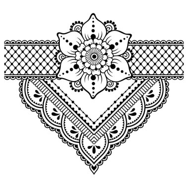 Kına dövme çiçek şablon ve sınır. Mehndi tarzı. Oryantal tarzı süs desenleri.