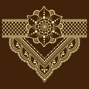 Kına dövme çiçek şablon ve sınır. Mehndi tarzı. Oryantal tarzı süs desenleri.