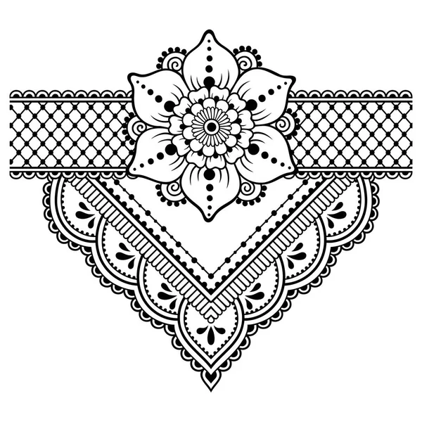 Modèle Fleur Tatouage Henné Bordure Style Mehndi Ensemble Motifs Ornementaux — Image vectorielle