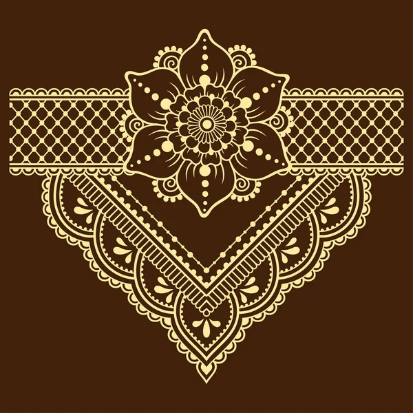 Modèle Fleur Tatouage Henné Bordure Style Mehndi Ensemble Motifs Ornementaux — Image vectorielle