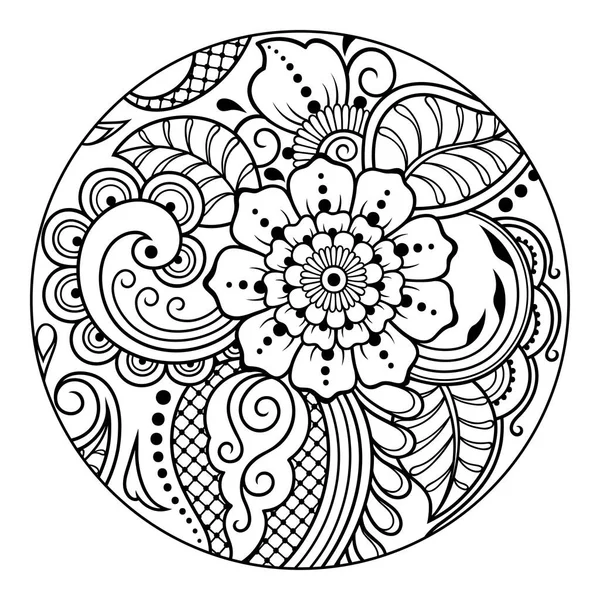 Décrivez Motif Floral Rond Pour Colorer Page Livre Coloration Antistress — Image vectorielle
