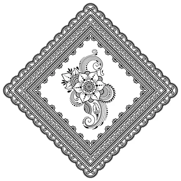 Henna Tattoo Flower Template Patterned Frame Mehndi Style Set Ornamental — Stock Vector