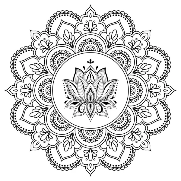 Patrón Circular Forma Mandala Tatoo Mandala Henna Estilo Mehndi Patrón — Archivo Imágenes Vectoriales