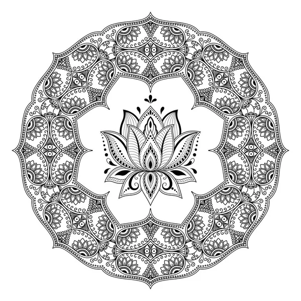 Циркулярный Рисунок Форме Мандала Тату Хны Стиль Мехнди Декоративный Узор — стоковый вектор