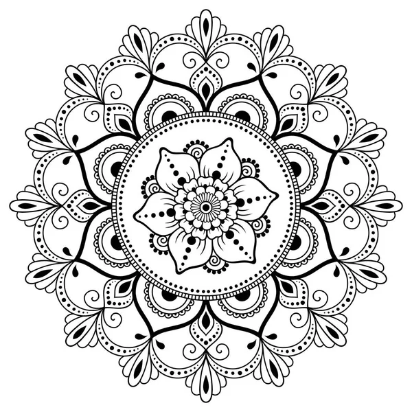 Modello Circolare Sotto Forma Mandala Hennè Tatoo Mandala Stile Mehndi — Vettoriale Stock