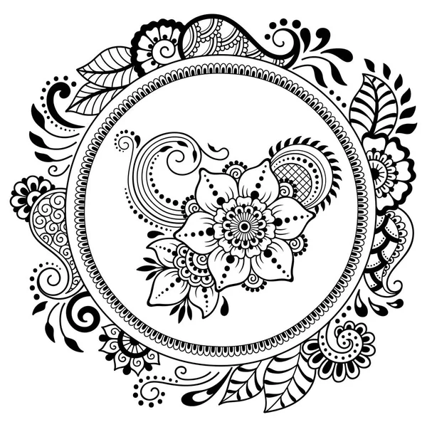 Padrão Circular Forma Uma Mandala Henna Tatoo Mandala Estilo Mehndi — Vetor de Stock