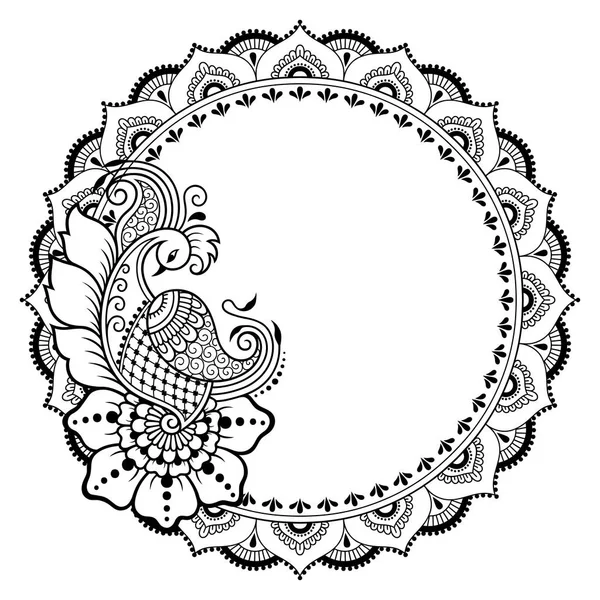 Henna Tattoo Flower Template Patterned Frame Mehndi Style Set Ornamental — Stock Vector