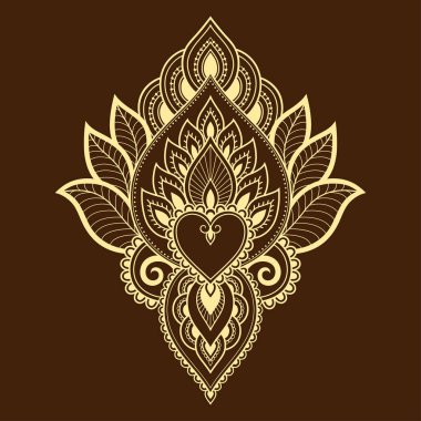 Kına dövme çiçek şablon ve sınır. Mehndi tarzı. Oryantal tarzı süs desenleri.