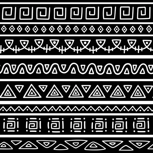 Padrão Sem Costura Estilo Étnico Elemento Ornamental Tema Africano Conjunto — Vetor de Stock