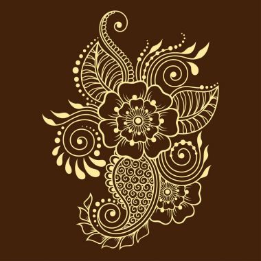 Kına dövme çiçek şablon ve sınır. Mehndi tarzı. Oryantal tarzı süs desenleri.