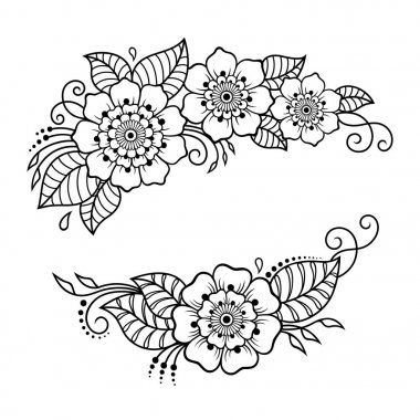 Mehndi kına çizim ve dövme için çiçek deseni. Etnik oryantal, Hint tarzında.