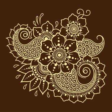 Mehndi kına çizim ve dövme için çiçek deseni. Etnik oryantal, Hint tarzında.