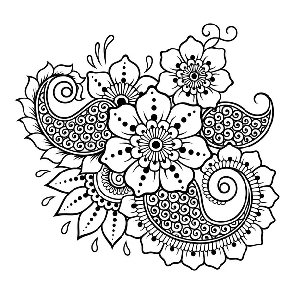 Padrão Flor Mehndi Para Desenho Tatuagem Henna Decoração Estilo Étnico — Vetor de Stock