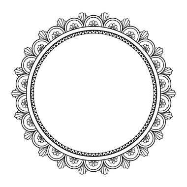 Circular pattern in form of mandala for Henna, Mehndi, tattoo, decoration. Decorative ornament in ethnic oriental style. Coloring book page.`
