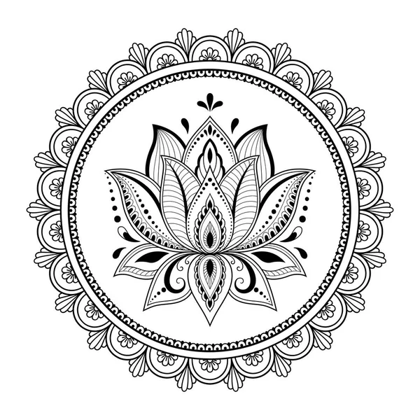 Patrón Circular Forma Mandala Para Henna Mehndi Tatuaje Decoración Adorno — Vector de stock