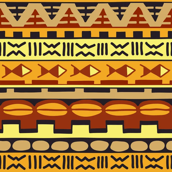 色彩无缝图案的民族风格 观赏元素非洲主题 一套老式的装饰部落边界 传统毛利人装饰背景与民族元素形成 — 图库矢量图片
