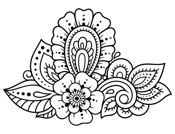 Patrón Flores Mehndi Para Dibujo Tatuaje Henna Decoración Estilo Étnico — Archivo Imágenes Vectoriales