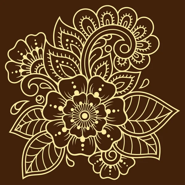 Modèle Fleur Mehndi Pour Dessin Henné Tatouage Décoration Style Ethnique — Image vectorielle