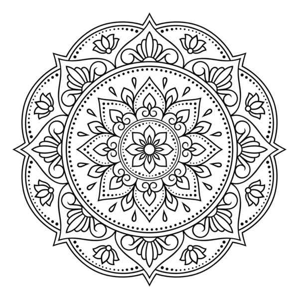 Padrão Circular Forma Mandala Com Flor Para Henna Mehndi Tatuagem —  Vetores de Stock