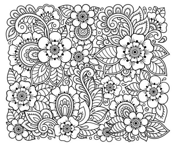 Décrivez Motif Floral Carré Dans Style Mehndi Pour Page Livre — Image vectorielle