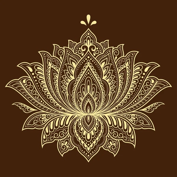 Modèle Fleur Lotus Mehndi Pour Dessin Tatouage Henné Décoration Orientale — Image vectorielle