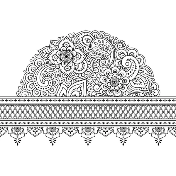 Bordas Sem Costura Com Mandala Para Design Aplicação Henna Mehndi — Vetor de Stock