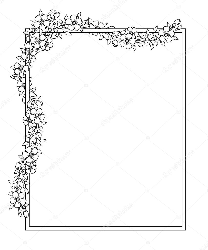 Frame in eastern tradition. Stylized with henna tattoos decorative pattern for decorating covers for book, notebook, casket, magazine, postcard and folder. Flower in mehndi style.