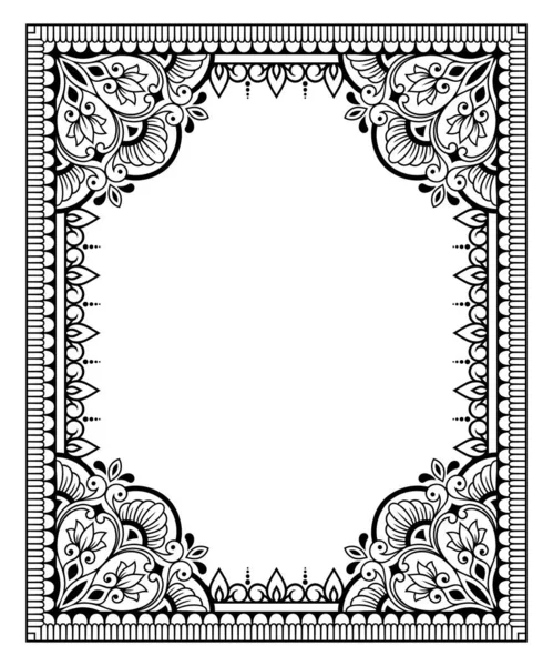 Frame Eastern Tradition Stylized Henna Tattoos Decorative Pattern Decorating Covers — Stock Vector