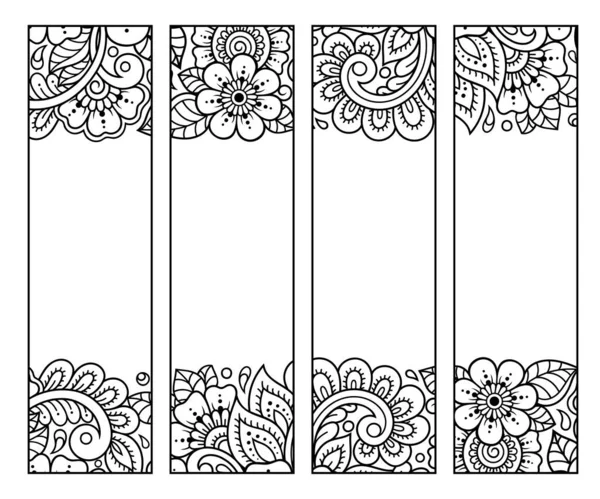 Signets Imprimables Pour Livre Coloriage Ensemble Étiquettes Noires Blanches Avec — Image vectorielle