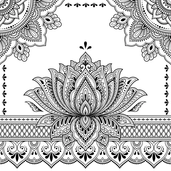 Gestileerd Met Henna Tatoeage Decoratief Patroon Voor Het Versieren Van — Stockvector